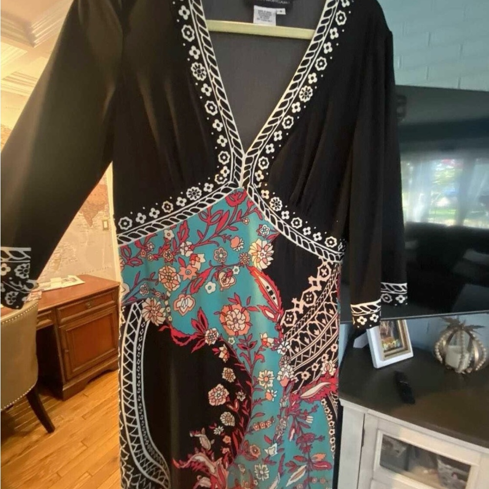 Donna Morgan Black and White Floral Dress